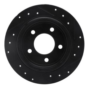 Chrysler 300M Brake Rotor (1) - Rear Left - R1 Concepts - Drilled & Slotted - Black - `93-`04